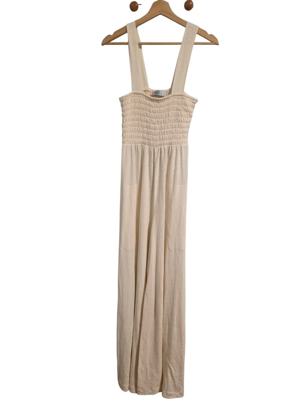 Free People Beach Homecoming Wide Leg Smocked Bodice Linen Blend Junpsuit EUC XS